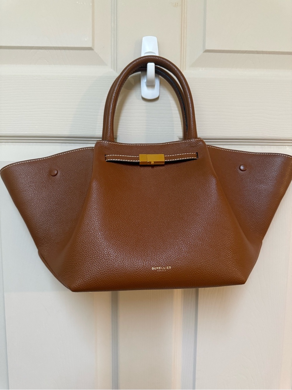 DeMellier Midi New York Tan Leather Tote Bag with Gold Hardware - Picture 5 of 11